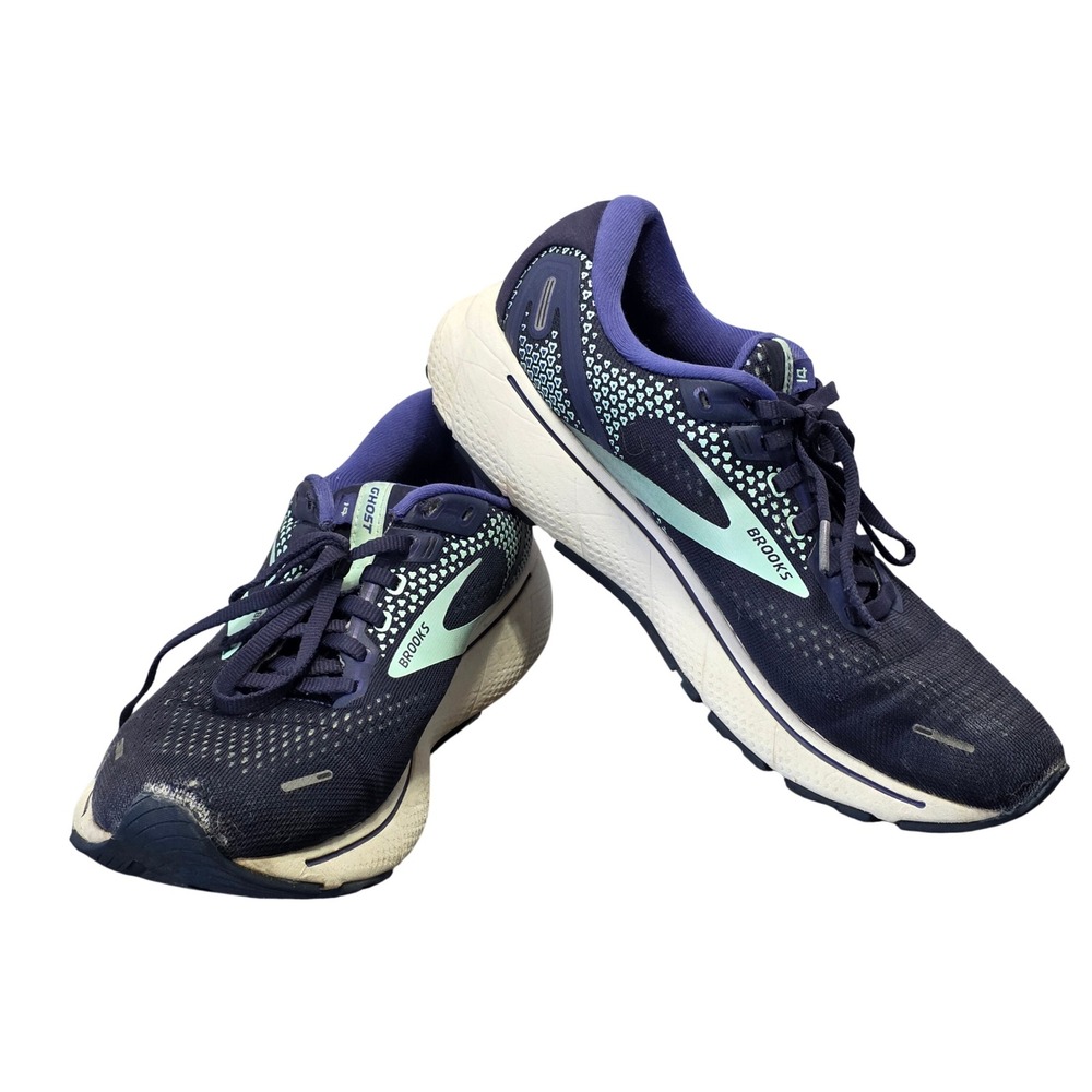 Brooks Ghost 14‎ Running Shoes Navy Aqua Womens 9.5 Neutral Cushioned